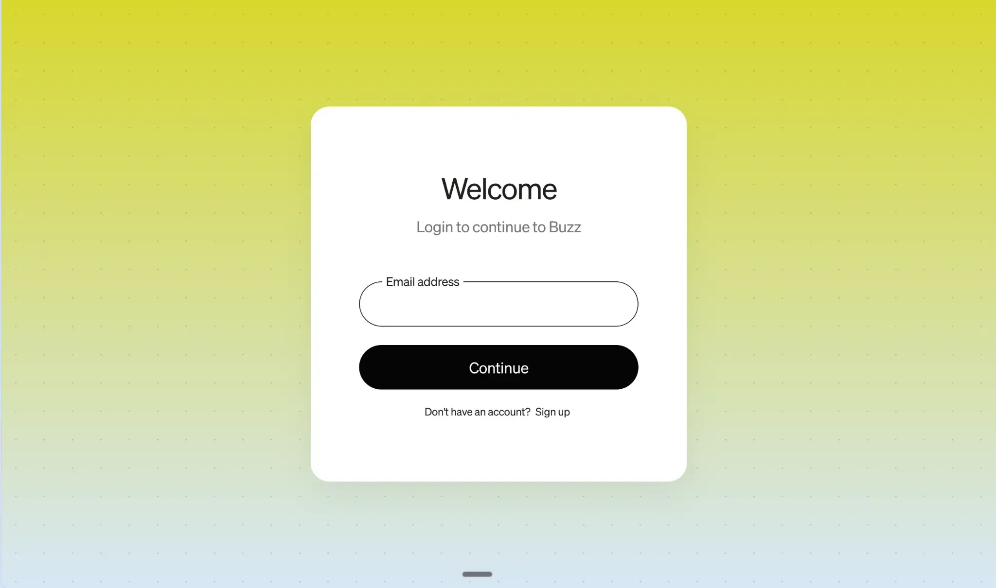 Builderlab login screen for the Buzz setup
